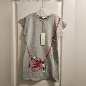 Little Marc Jacobs Gray Dress with Heart and Strap Design